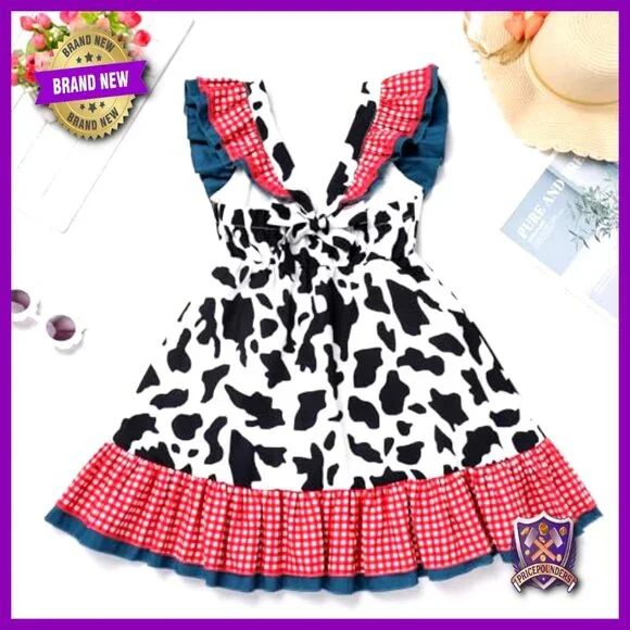 Toddler Tutu Dress Sleeveless Princess Party Gingham Ruffle Vintage Boho
